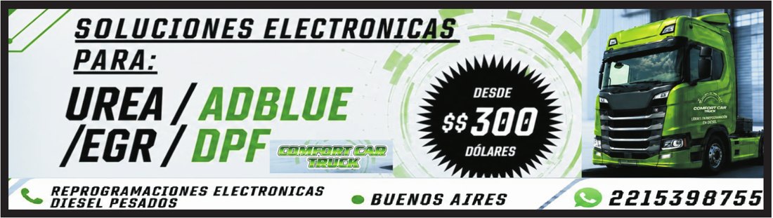 Soluciones electrónicas para UREA, AdBlue, EGR y DPF. Reprogramaciones diésel pesados, desde US$ 300. WhatsApp 221-539-8755